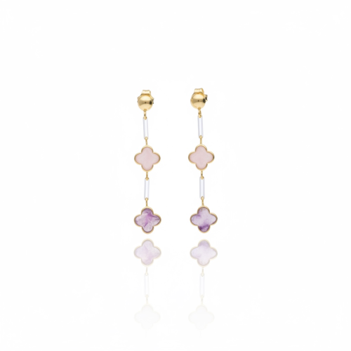 złoty kolczyk wiszący z kwiatkami