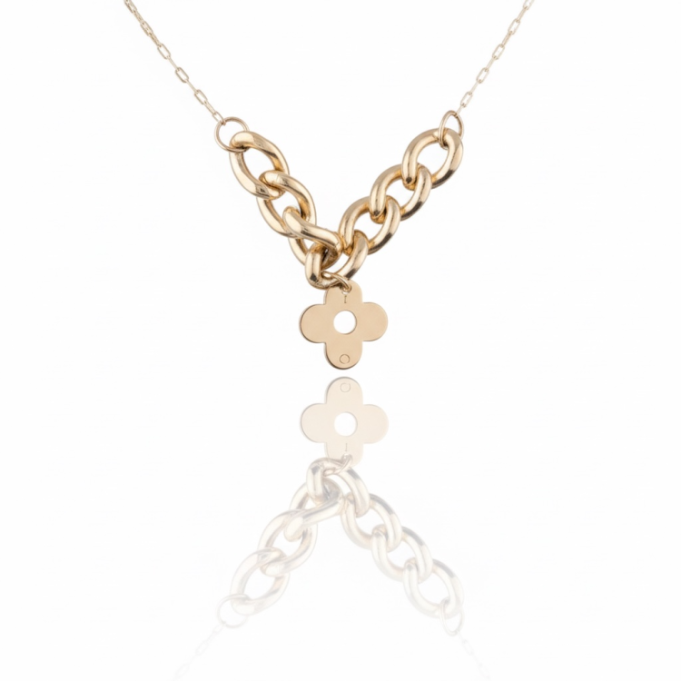 zloty naszyjnik z kwiatkiem